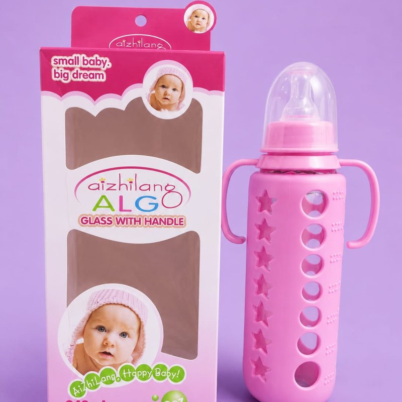 Baby Milk Bottle in Glass with Handle